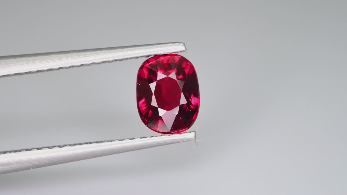 Video of Natural Ruby Cushion 1.12 ct – Pigeon Blood, No Heat