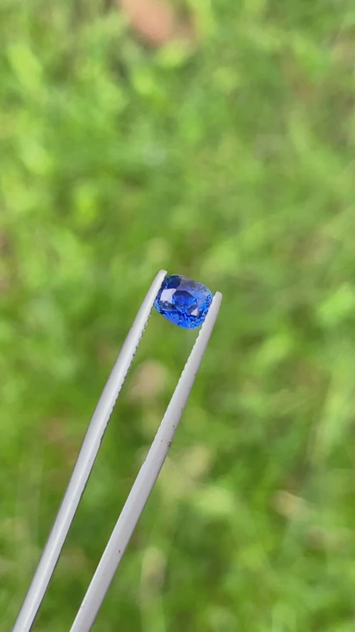 Video of Natural Blue Sapphire Cushion 1.14 ct – Royal Blue, No Heat