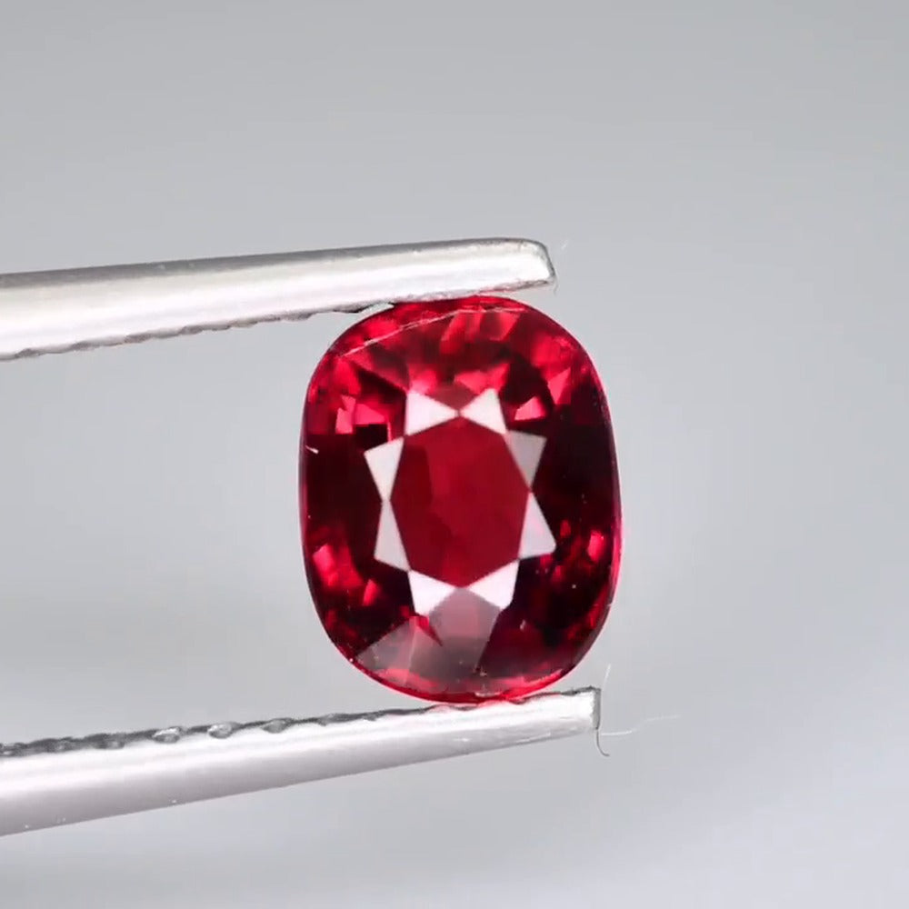 Natural Ruby Cushion 1.12 ct – Pigeon Blood, No Heat, face-up photo